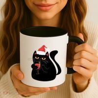 Funny Anti Christmas Drinking Grumpy Cat Flipping Bird Coffee Mug thumb 3