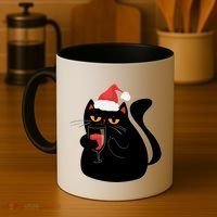 Funny Anti Christmas Drinking Grumpy Cat Flipping Bird Coffee Mug thumb 4