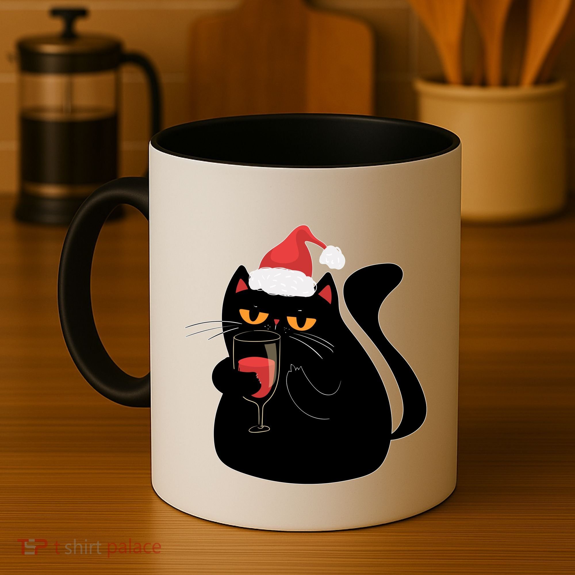 Funny Anti Christmas Drinking Grumpy Cat Flipping Bird Coffee Mug