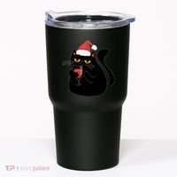 Funny Anti Christmas Drinking Grumpy Cat Flipping Bird Tumbler thumb 0