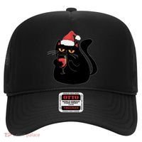 Funny Anti Christmas Drinking Grumpy Cat Flipping Bird Hat thumb 0