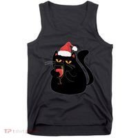 Funny Anti Christmas Drinking Grumpy Cat Flipping Bird Tank Top thumb 0