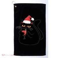 Funny Anti Christmas Drinking Grumpy Cat Flipping Bird Golf Towel thumb 0