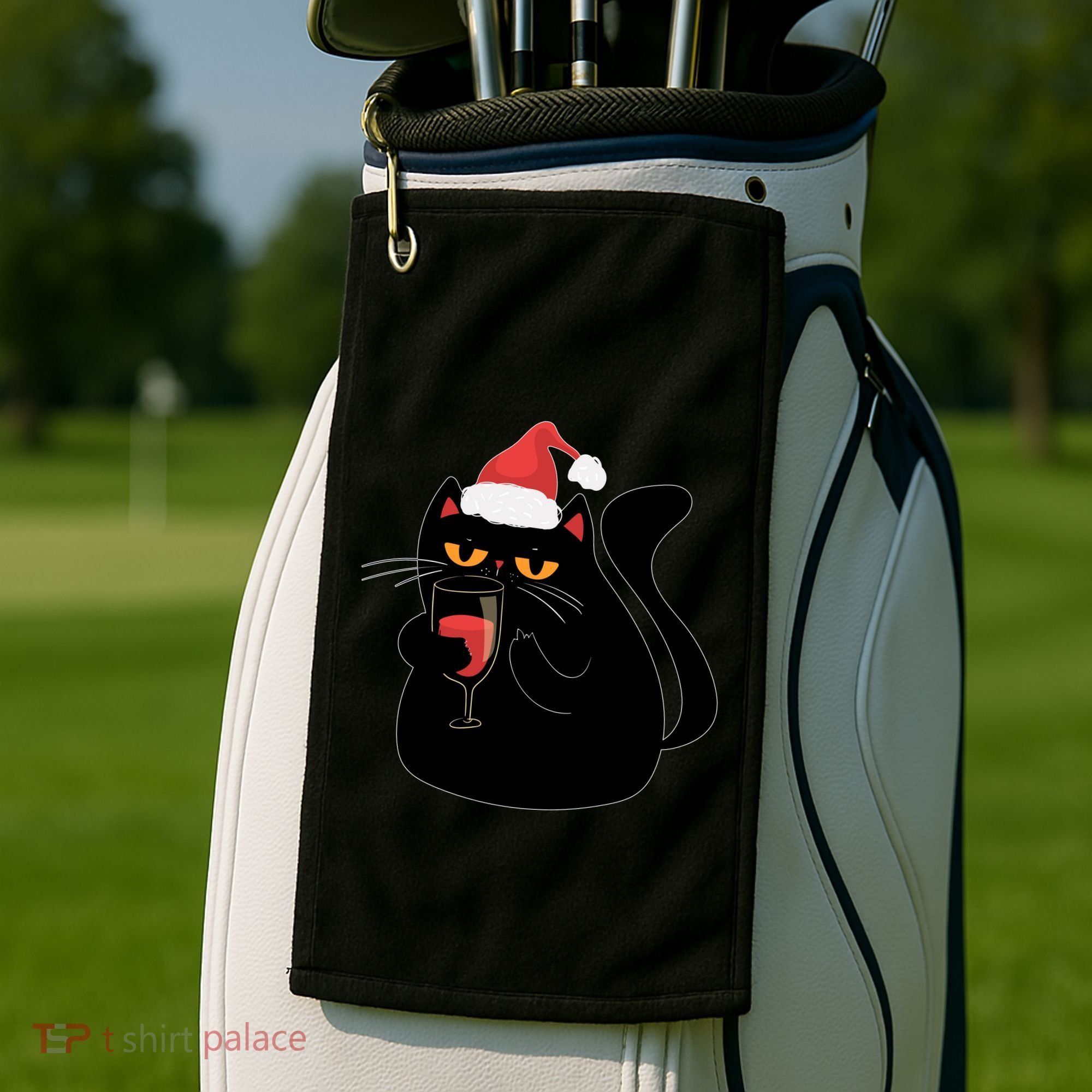Funny Anti Christmas Drinking Grumpy Cat Flipping Bird Golf Towel