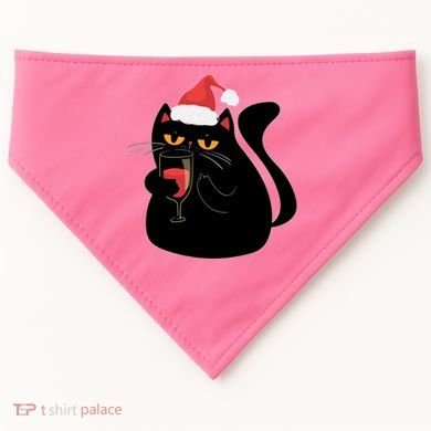 Funny Anti Christmas Drinking Grumpy Cat Flipping Bird USA-Made Doggie Bandana