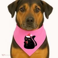 Funny Anti Christmas Drinking Grumpy Cat Flipping Bird USA-Made Doggie Bandana thumb 1