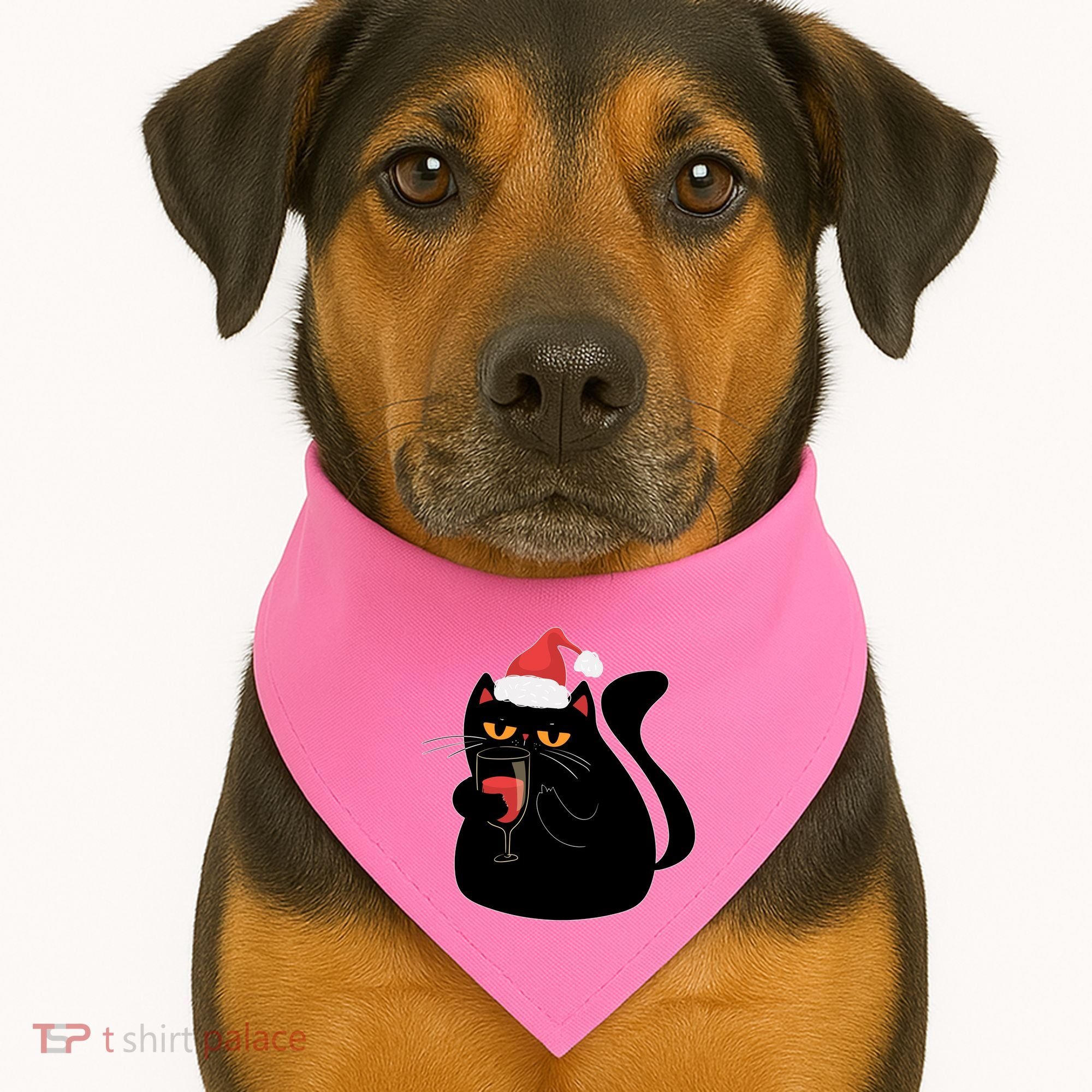 Funny Anti Christmas Drinking Grumpy Cat Flipping Bird USA-Made Doggie Bandana