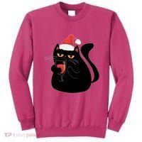Funny Anti Christmas Drinking Grumpy Cat Flipping Bird Sweatshirt thumb 0