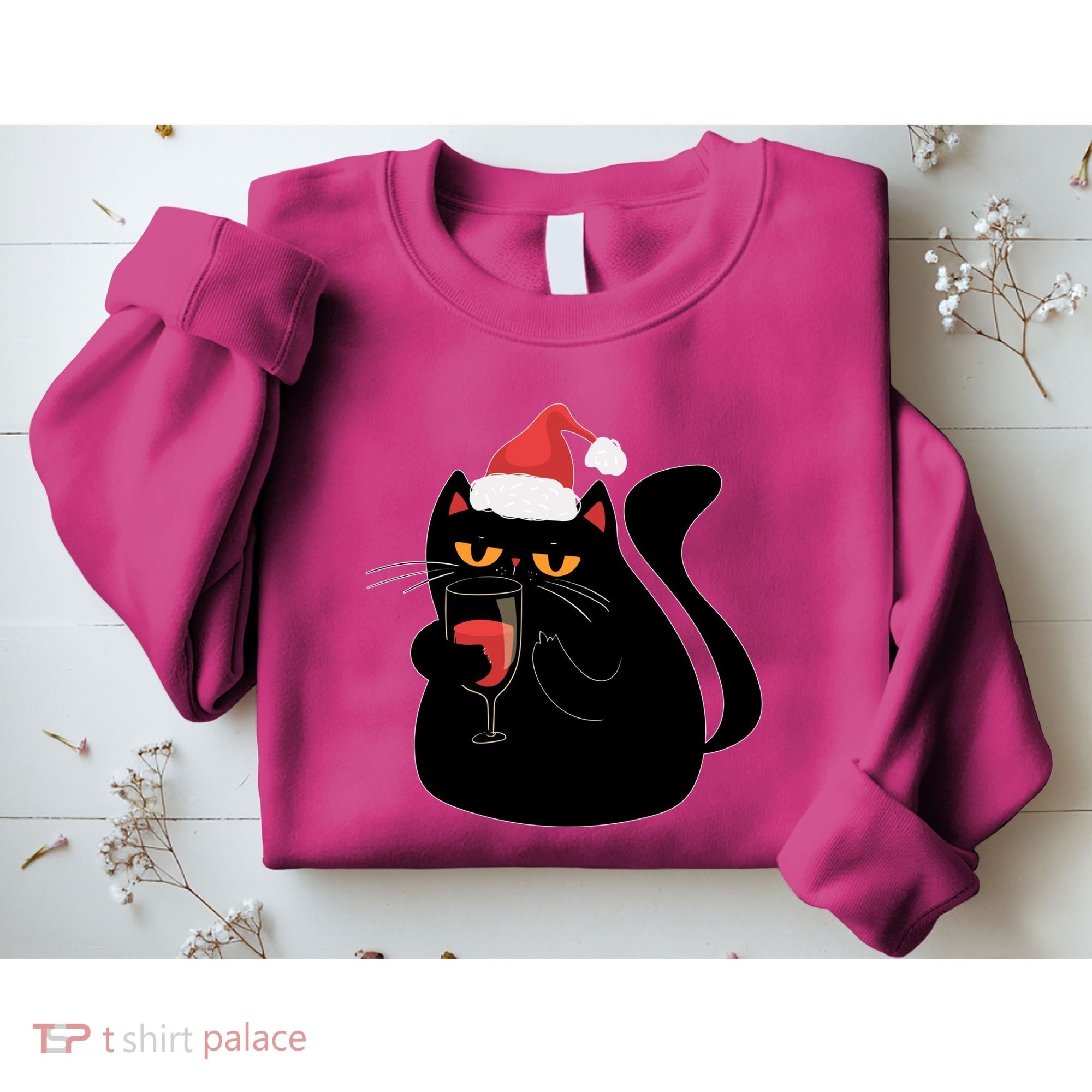 Funny Anti Christmas Drinking Grumpy Cat Flipping Bird Sweatshirt