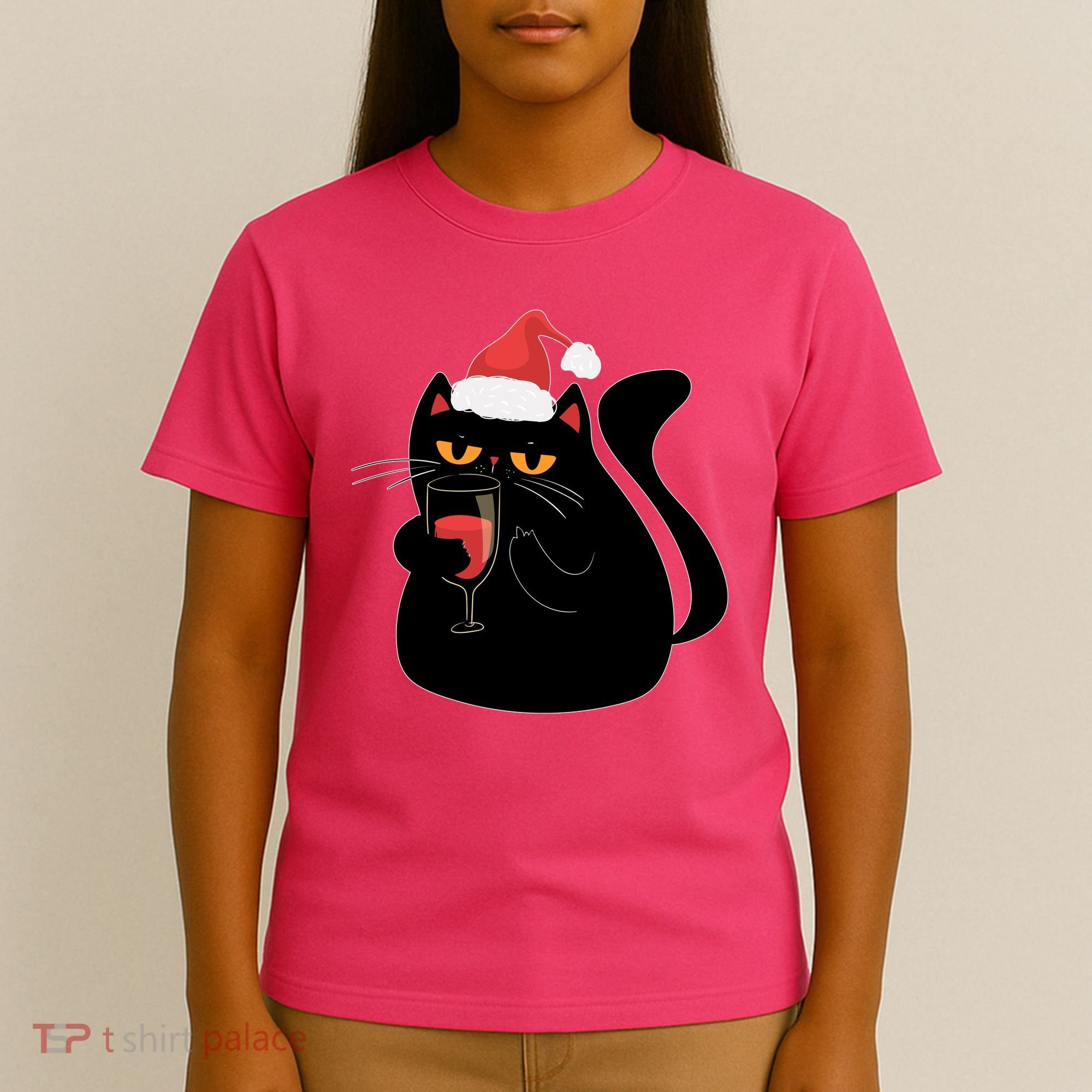 Funny Anti Christmas Drinking Grumpy Cat Flipping Bird T-Shirt