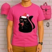 Funny Anti Christmas Drinking Grumpy Cat Flipping Bird T-Shirt thumb 6