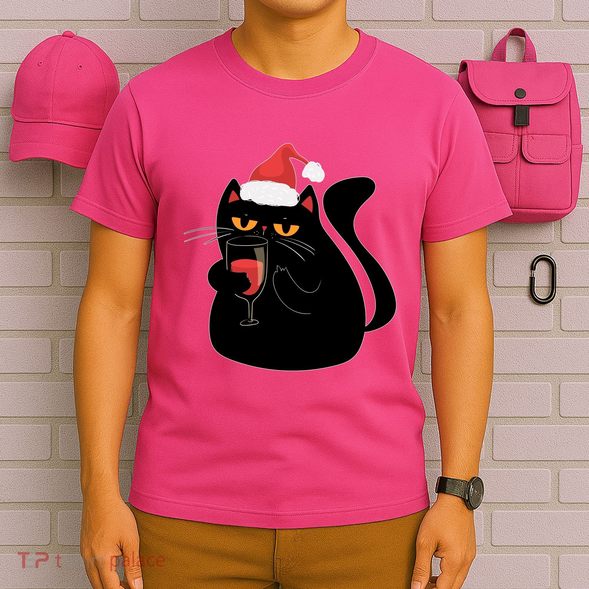 Funny Anti Christmas Drinking Grumpy Cat Flipping Bird T-Shirt