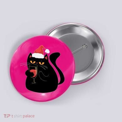 Funny Anti Christmas Drinking Grumpy Cat Flipping Bird Button