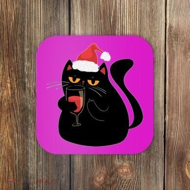 Funny Anti Christmas Drinking Grumpy Cat Flipping Bird Coaster