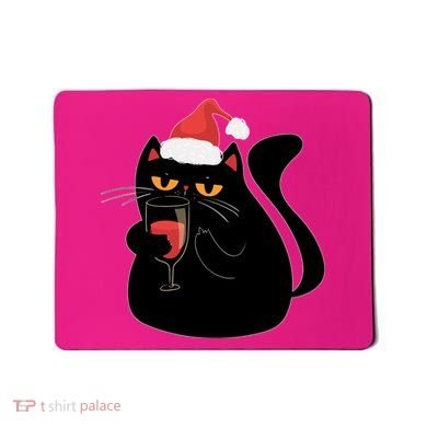 Funny Anti Christmas Drinking Grumpy Cat Flipping Bird Mousepad