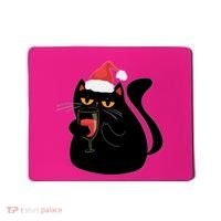 Funny Anti Christmas Drinking Grumpy Cat Flipping Bird Mousepad thumb 0