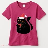 Funny Anti Christmas Drinking Grumpy Cat Flipping Bird Women's T-Shirt thumb 0