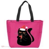 Funny Anti Christmas Drinking Grumpy Cat Flipping Bird Tote Bag thumb 0