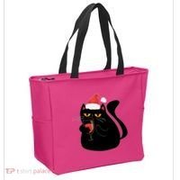 Funny Anti Christmas Drinking Grumpy Cat Flipping Bird Tote Bag thumb 2
