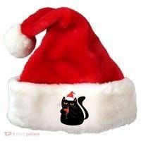 Funny Anti Christmas Drinking Grumpy Cat Flipping Bird Santa Hat thumb 0
