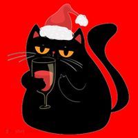 Funny Anti Christmas Drinking Grumpy Cat Flipping Bird Santa Hat thumb 1