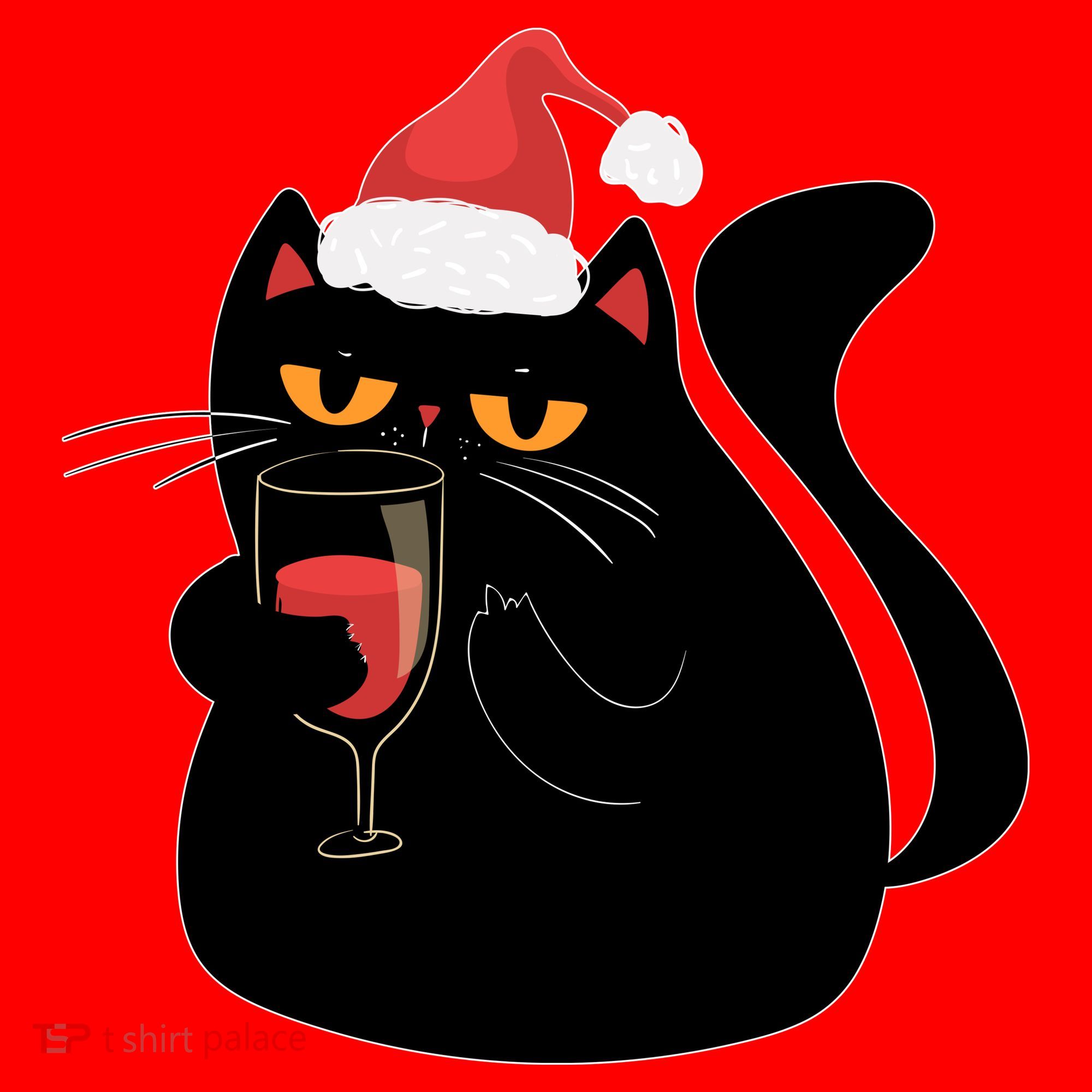 Funny Anti Christmas Drinking Grumpy Cat Flipping Bird Santa Hat