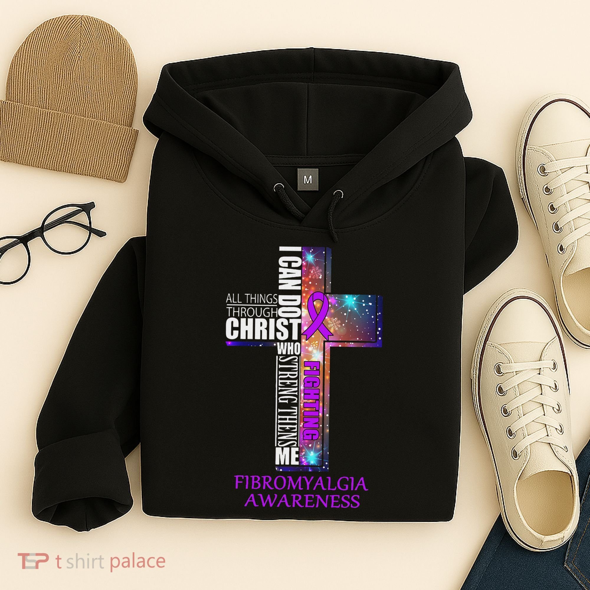 Fibromyalgia Awareness Christmas Gif Hoodie