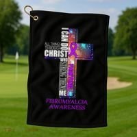 Fibromyalgia Awareness Christmas Gif Golf Towel thumb 1