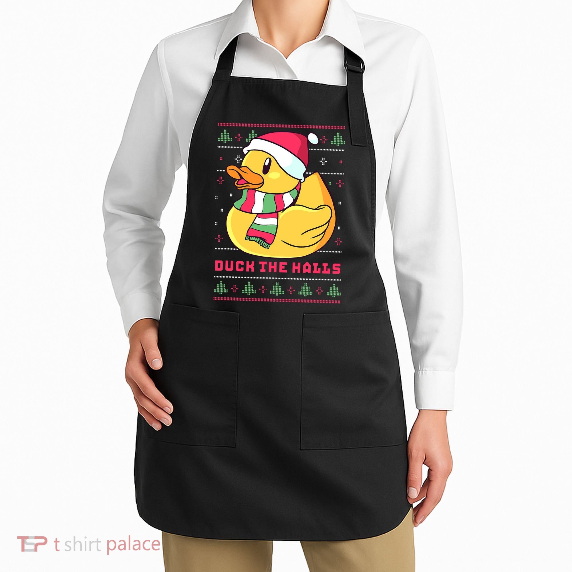 Funny and Cute Duck Puns Merry Christmas Duck The Halls Apron