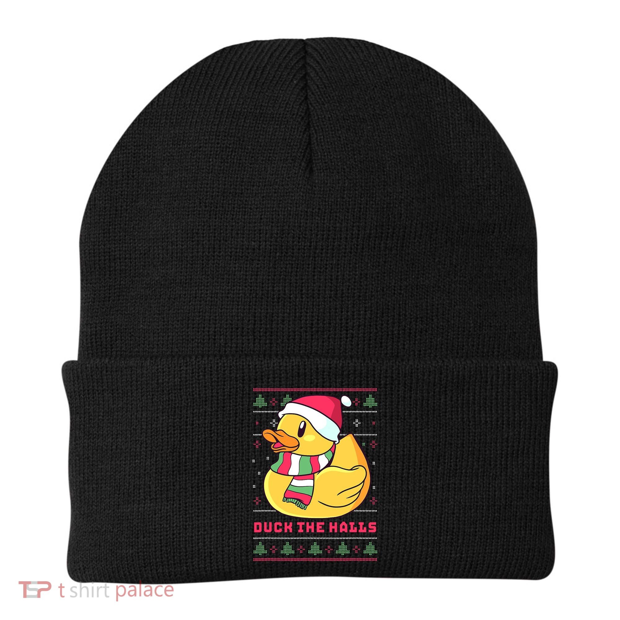 Funny and Cute Duck Puns Merry Christmas Duck The Halls Beanie