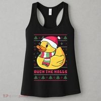 Funny and Cute Duck Puns Merry Christmas Duck The Halls Women's Tank Top thumb 3