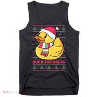 Funny and Cute Duck Puns Merry Christmas Duck The Halls Tank Top thumb 0