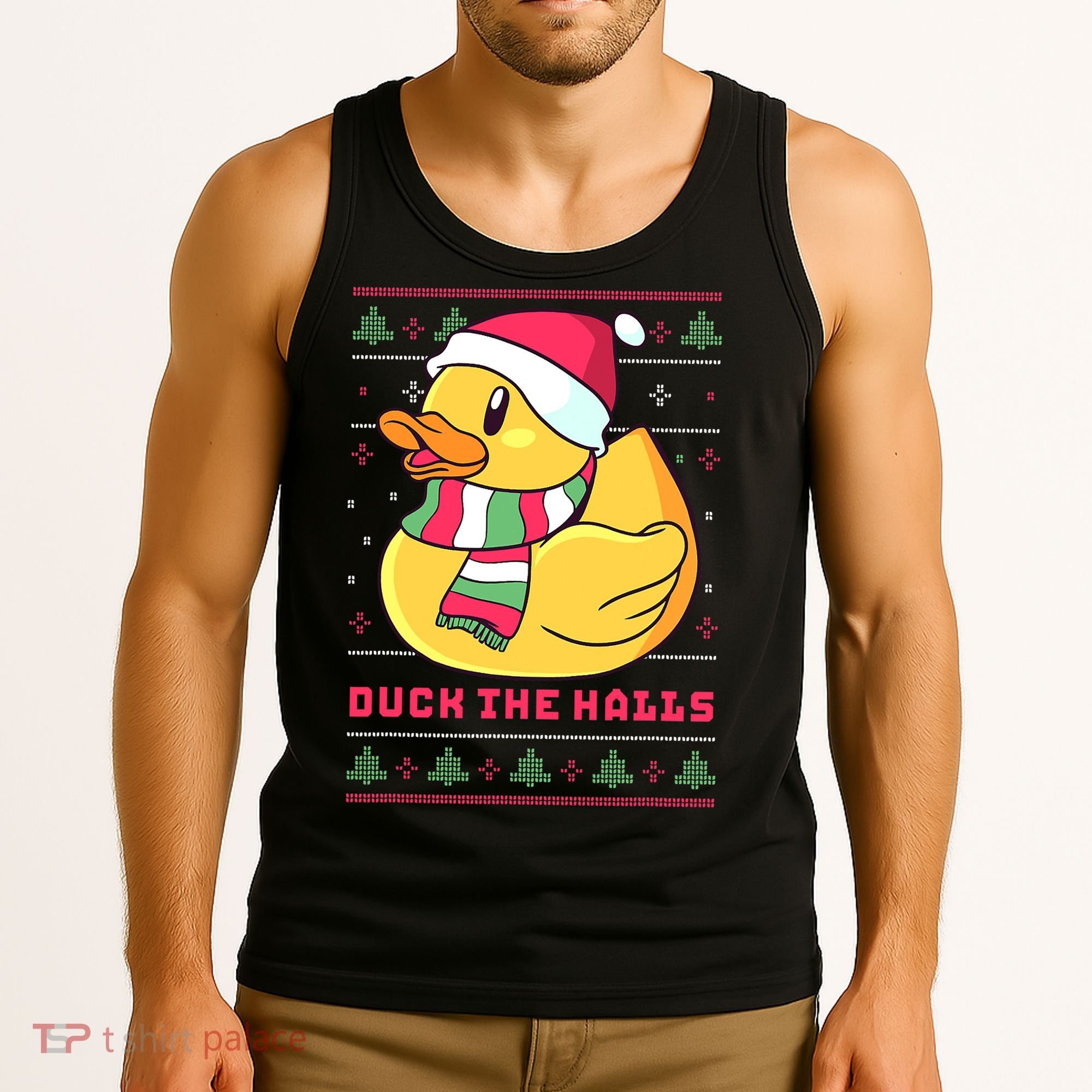 Funny and Cute Duck Puns Merry Christmas Duck The Halls Tank Top