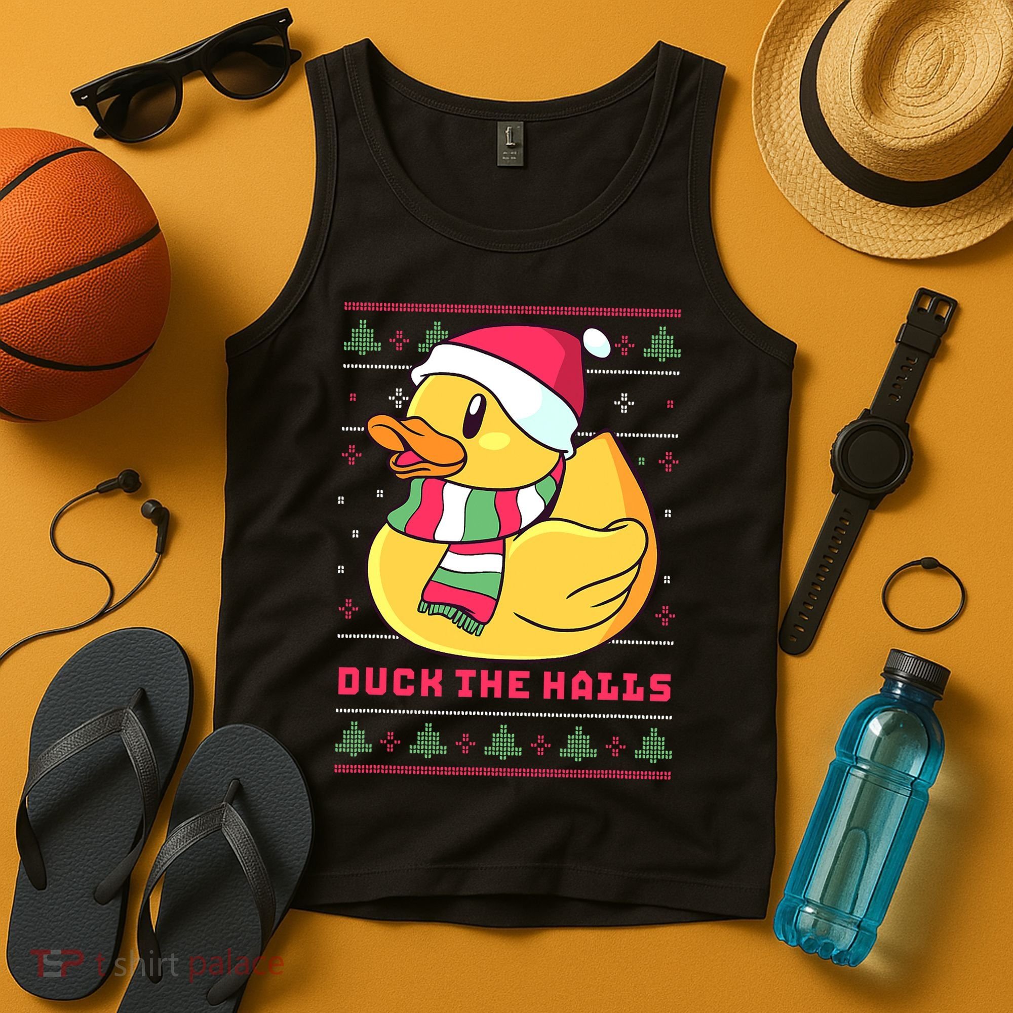 Funny and Cute Duck Puns Merry Christmas Duck The Halls Tank Top