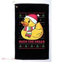 Funny and Cute Duck Puns Merry Christmas Duck The Halls Golf Towel thumb 0