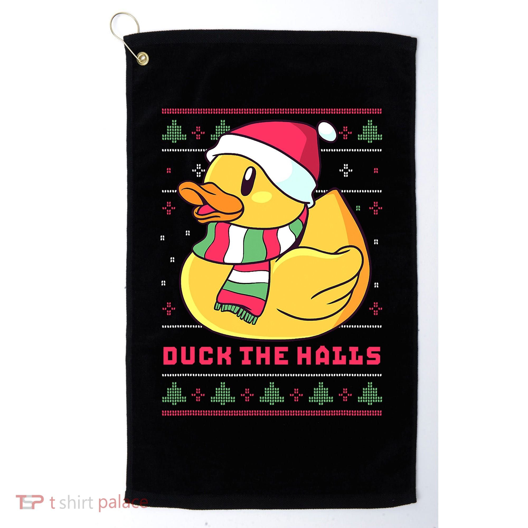 Funny and Cute Duck Puns Merry Christmas Duck The Halls Golf Towel