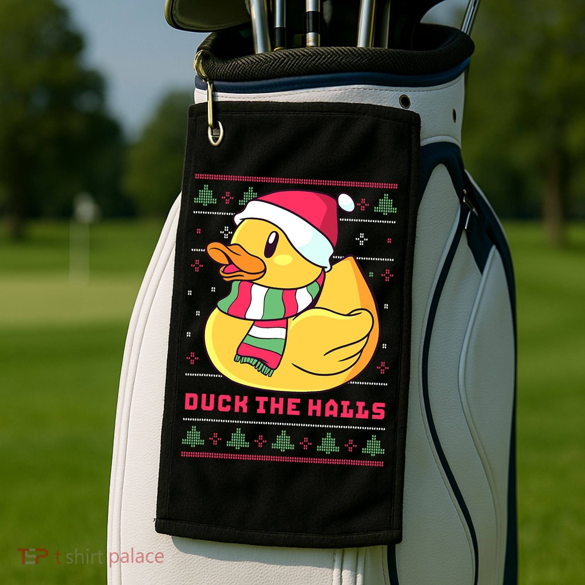 Funny and Cute Duck Puns Merry Christmas Duck The Halls Golf Towel