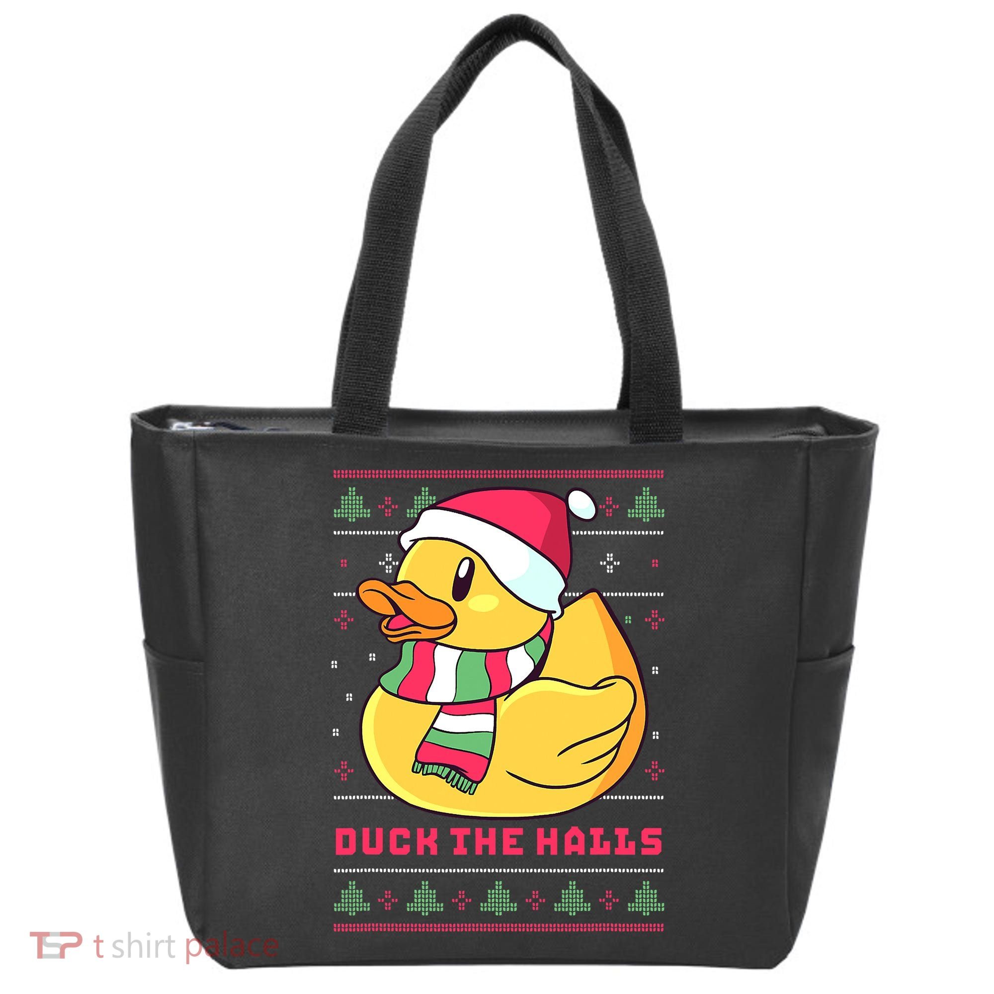 Funny and Cute Duck Puns Merry Christmas Duck The Halls Tote Bag