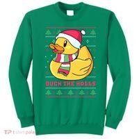 Funny and Cute Duck Puns Merry Christmas Duck The Halls Sweatshirt thumb 0