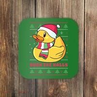 Funny and Cute Duck Puns Merry Christmas Duck The Halls Coaster thumb 0