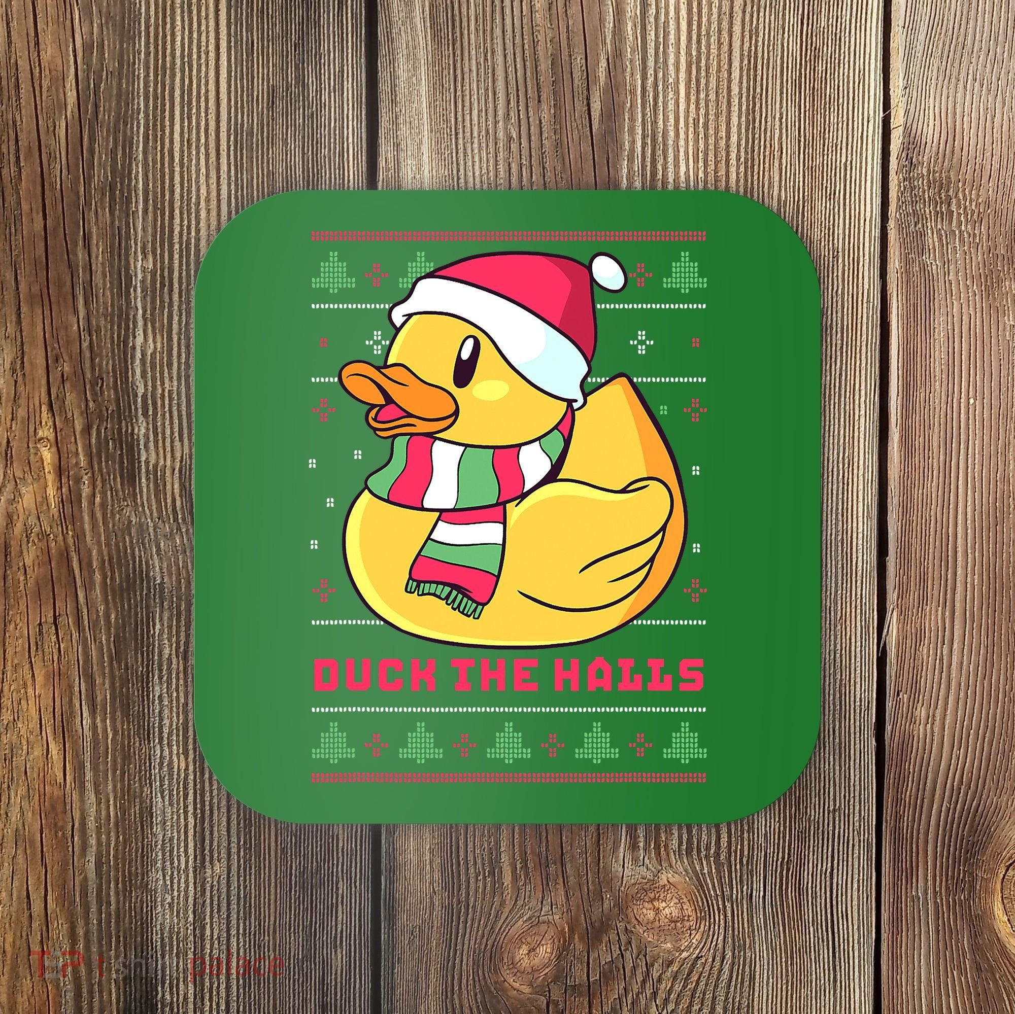 Funny and Cute Duck Puns Merry Christmas Duck The Halls Coaster