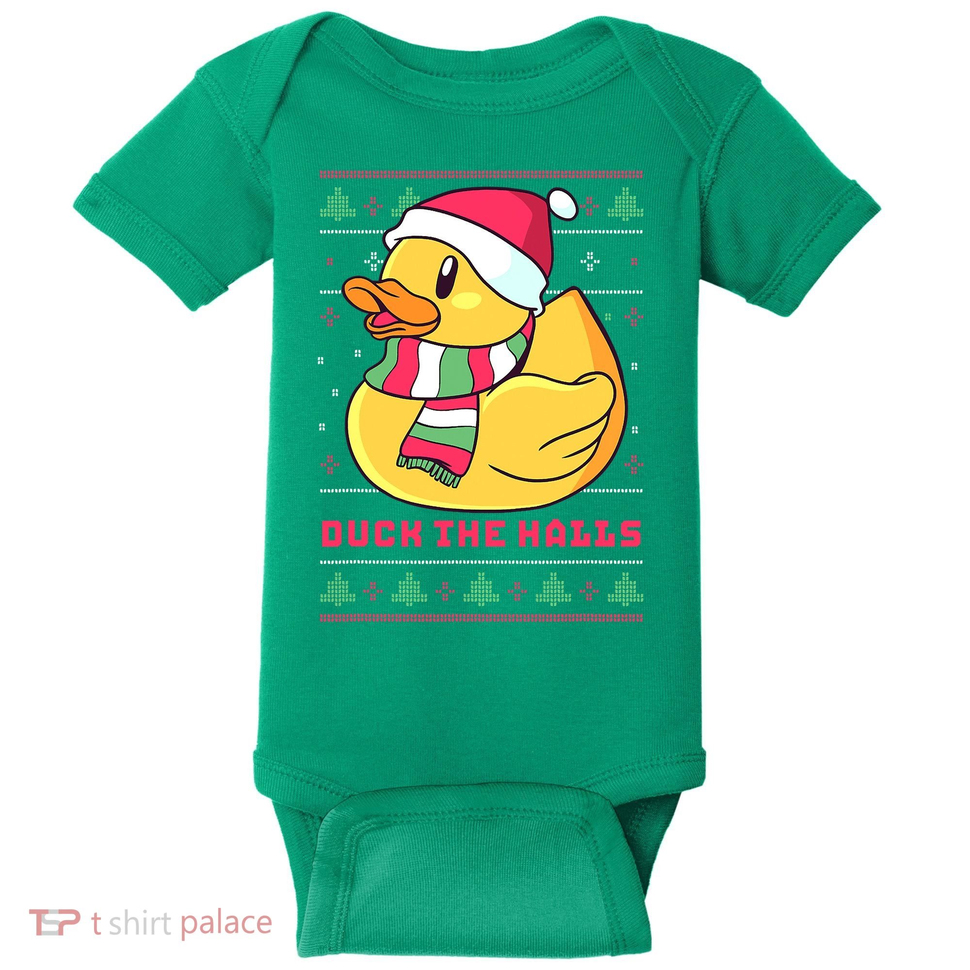 Funny and Cute Duck Puns Merry Christmas Duck The Halls Baby Bodysuit
