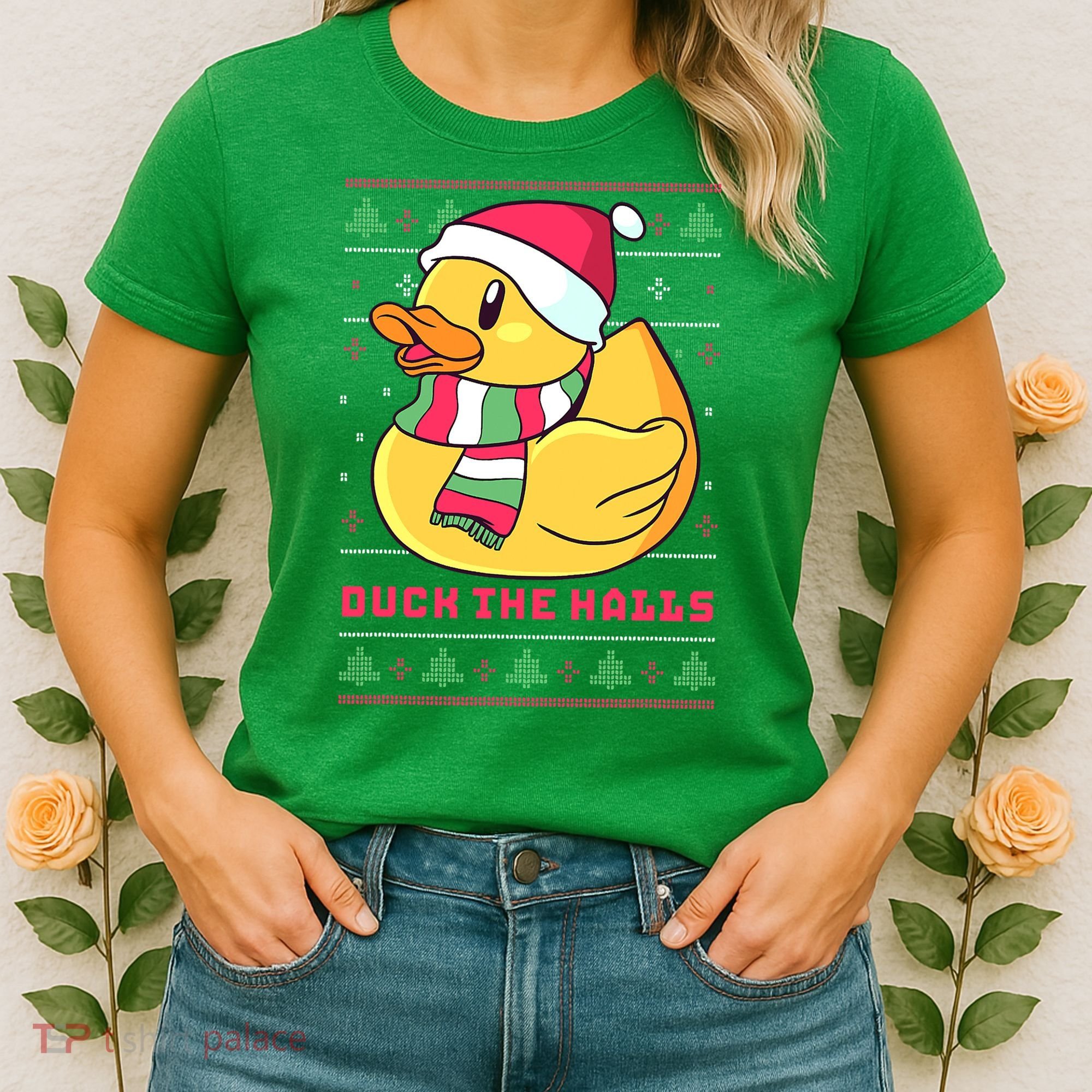 Funny and Cute Duck Puns Merry Christmas Duck The Halls Women's T-Shirt