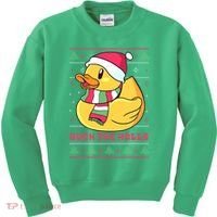 Funny and Cute Duck Puns Merry Christmas Duck The Halls Kids Sweatshirt thumb 0