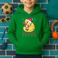 Funny and Cute Duck Puns Merry Christmas Duck The Halls Kids Hoodie thumb 2