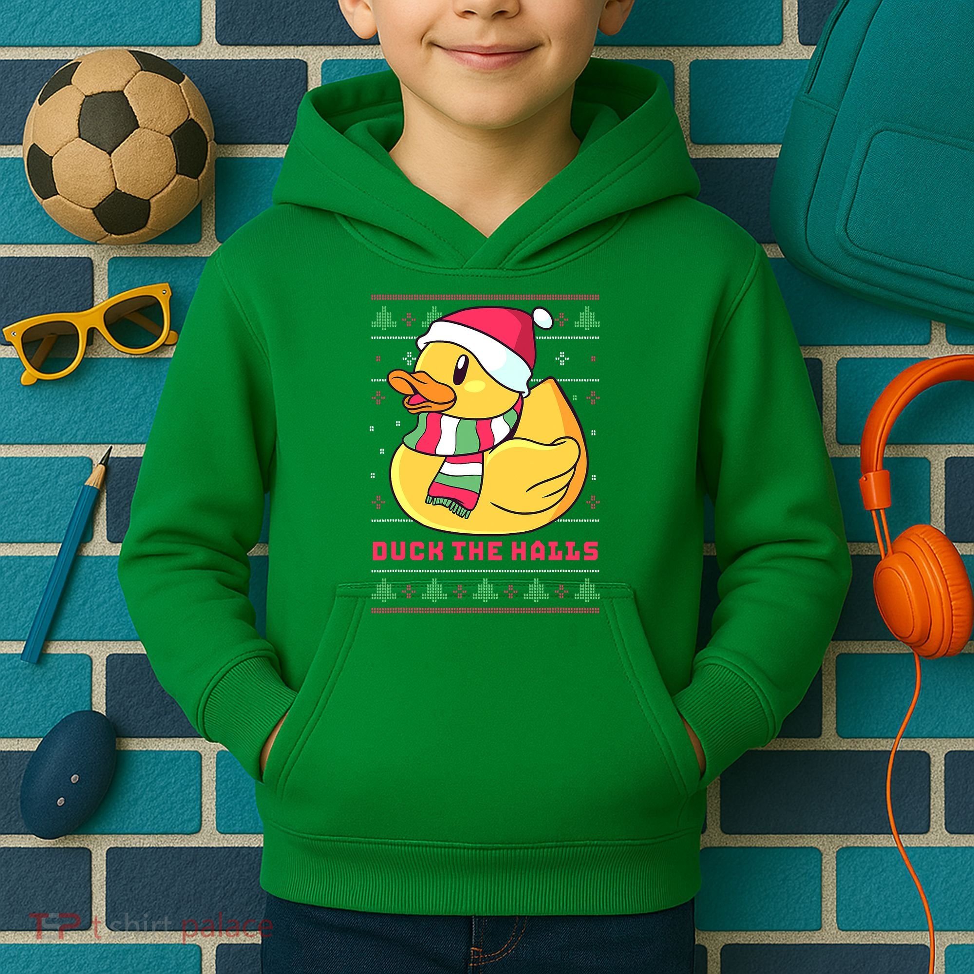 Funny and Cute Duck Puns Merry Christmas Duck The Halls Kids Hoodie