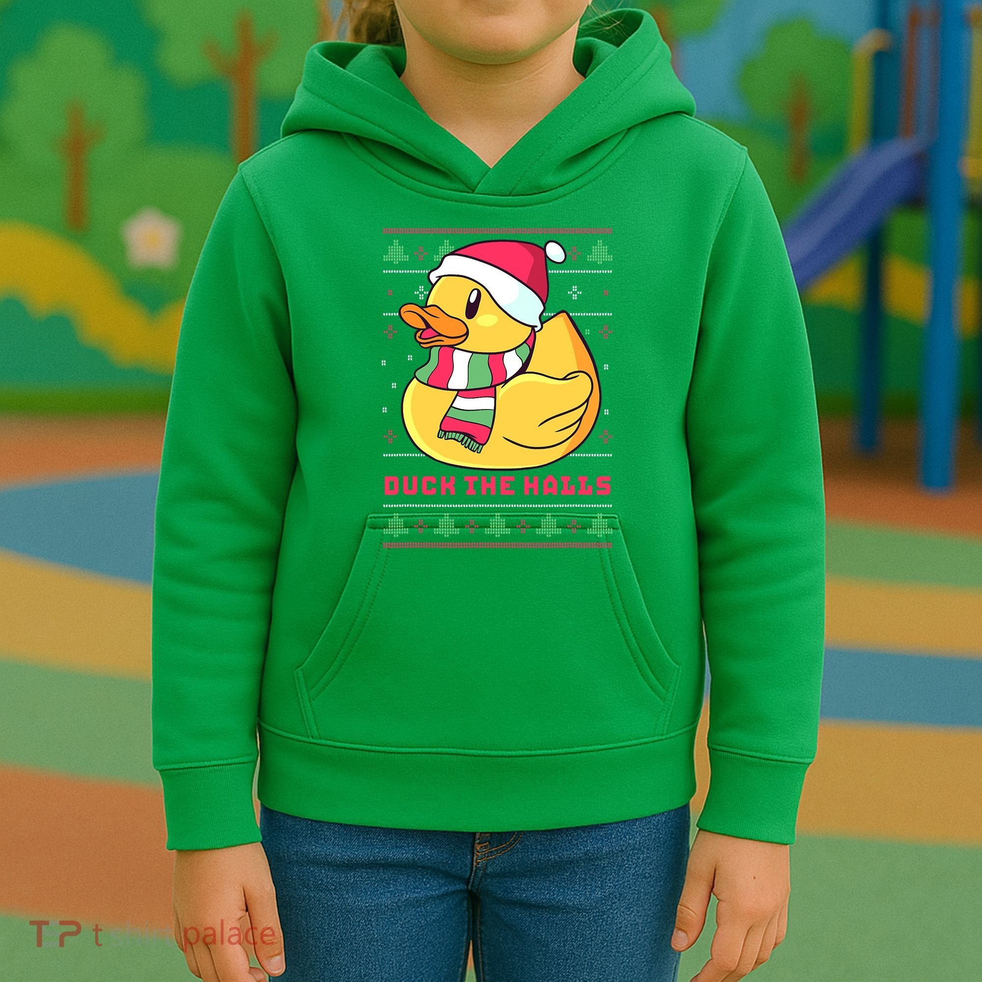 Funny and Cute Duck Puns Merry Christmas Duck The Halls Kids Hoodie