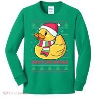 Funny and Cute Duck Puns Merry Christmas Duck The Halls Kids Long Sleeve Shirt thumb 0