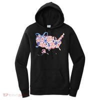 Floral America Coquette Bow USA Map 4th Of July Patriotic Women's Hoodie thumb 0