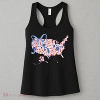 Floral America Coquette Bow USA Map 4th Of July Patriotic Women's Tank Top thumb 3
